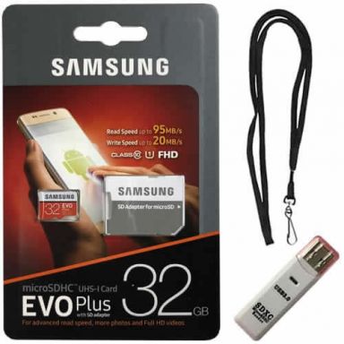 Samsung 32GB EVO Plus MB-MC32GA/APC microSDHC Memory Card C10 U3 UHS-I Bulk 1pc Kit